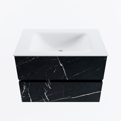 MONDIAZ VICA 70cm badmeubel onderkast Marquina 2 lades. Wastafel CLOUD midden zonder kraangat, kleur Talc.