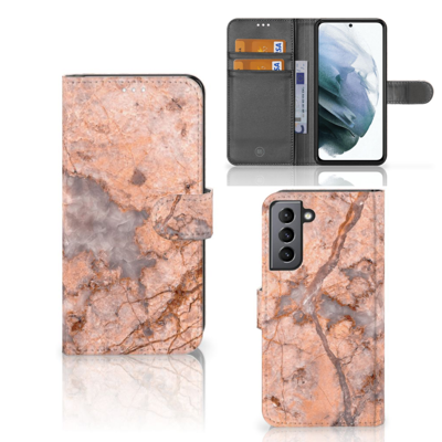 Samsung Galaxy S21 FE | Bookcase | Marmer Oranje