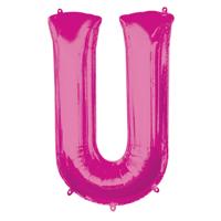 Folieballon Roze Letter &apos;U&apos; Groot - thumbnail