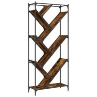 Boekenkast 79x30x180 cm bewerkt hout en metaal gerookt eiken - thumbnail