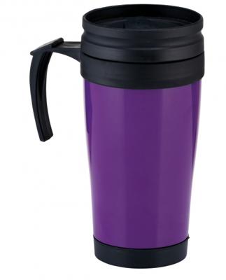 TOM reisbeker 450 ml polypropeen 16,2 cm zwart/paars 2-delig TOM reisbeker 450 ml polypropeen 16,2 cm zwart/paars 2-delig