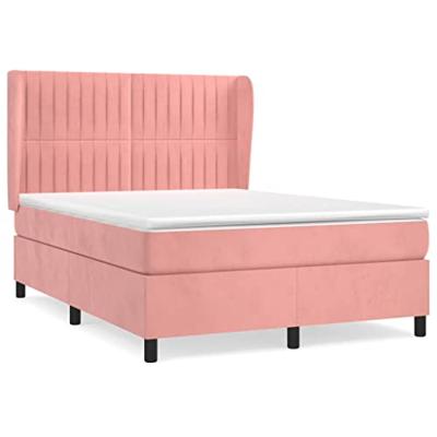 Boxspring met matras fluweel roze 140x190 cm