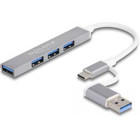 Delock 64214 USB-C (USB 3.2 Gen 1) multiport hub Zilver Delock 64214 USB-C (USB 3.2 Gen 1) multiport hub Zilver