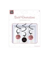 Hangdecoratie Swirls 70 Jaar Roségoud/Zwart (3st) - thumbnail