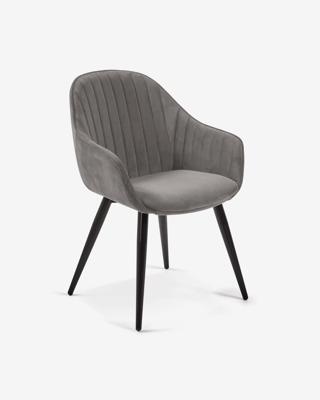 Kave Home Fabia eetkamerstoel velvet Grijs