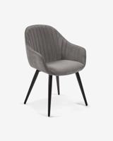 Kave Home Fabia eetkamerstoel velvet Grijs - thumbnail