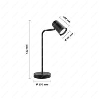 Riga - LED Tafellamp - 4 Watt 345 Lumen - 4000K Neutraal wit- Kantelbaar en Draaibaar - Ingebouwde snoerdimmer - Bureaulamp - GU10 - IP20 voor binnen - Zwart - thumbnail