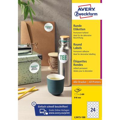 Etiket avery l3415-10 rond 40mm wit 240st