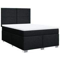 Boxspring met matras stof zwart 140x190 cm - thumbnail