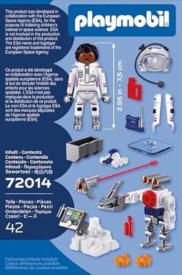 Playmobil 72014 ESA-astronaut met robot, ruimte, 42 onderdelen, geschikt voor kinderen vanaf 4 jaar.