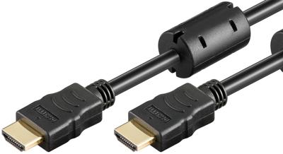 HDMI kabel - 1.4 - High Speed - Geschikt voor 4K Ultra HD 2160p en 3D - Beschikt over Ethernet - Ferrietkern - 1,5 meter - Korte HDMI kabel - Zwart