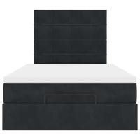 Ottoman bed met matrassen 100x200cm fluweel zwart - thumbnail