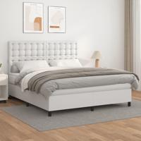 Boxspring met matras kunstleer wit 160x200 cm - thumbnail