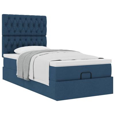 Bed met matras 90x200 cm stof blauw
