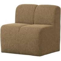 Woood Mojo eetkamerbank 84 cm met rugleuning bouclé Geel/Bruin Melange - thumbnail