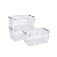 Curver Handy+ Opbergbox - 50L - 3 stuks - Transparant met deksel - thumbnail