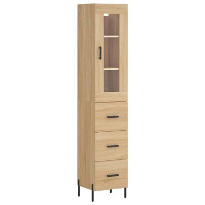 Hoge kast 34,5x34x180 cm bewerkt hout sonoma eikenkleurig