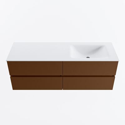 MONDIAZ VICA 140cm badmeubel onderkast Rust 4 lades. Wastafel CLOUD rechts zonder kraangat, kleur Talc.