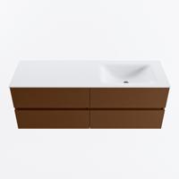 MONDIAZ VICA 140cm badmeubel onderkast Rust 4 lades. Wastafel CLOUD rechts zonder kraangat, kleur Talc. - thumbnail