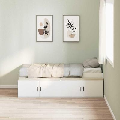 Opbergbedframe met opslag Wit 100 x 200 cm Bewerkt hout