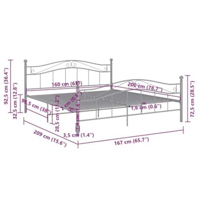Bedframe metaal grijs 160x200 cm