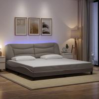 Bedframe met LED zonder matras "Hvar" 200x200 cm stof taupe - thumbnail