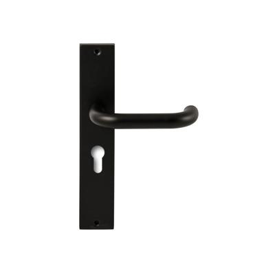 Hardbrass Deurkruk Stockholm op rechthoekig langschild profielcilindergat 55mm - zwart Hardbrass Deurkruk Stockholm op rechthoekig langschild profielcilindergat 55mm - zwart