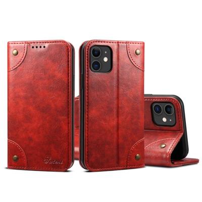 Voor iPhone 11 barok eenvoudige horizontale Flip lederen draagtas met houder & kaartsleuven & portemonnee (rood)