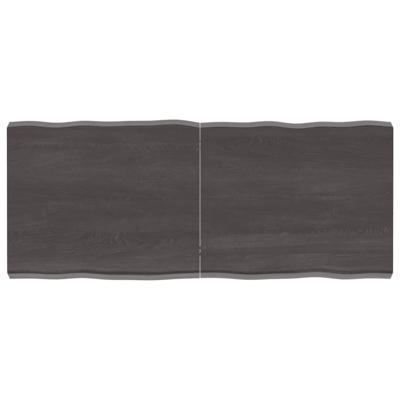 Tafelblad natuurlijke rand 120x50x(2-6)cm eikenhout donkerbruin