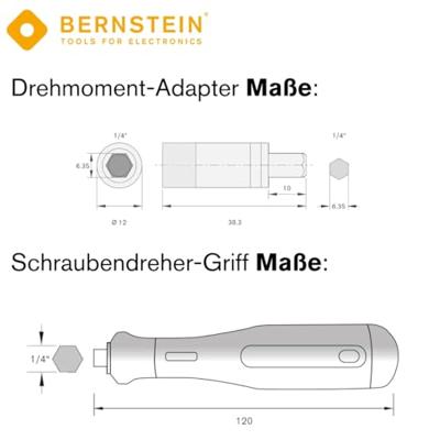 Bernstein Tools for Electronics 4-980-G Draaimomentadapterset 1/4 (6.3 mm) 0.6 - 3.0 Nm Bernstein Tools for Electronics 4-980-G Draaimomentadapterset 1/4 (6.3 mm) 0.6 - 3.0 Nm