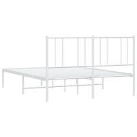 Bedframe met hoofdbord metaal wit 160x200 cm - thumbnail
