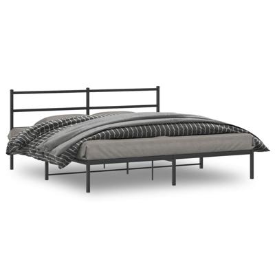 Bedframe met hoofdbord metaal zwart 180x200 cm