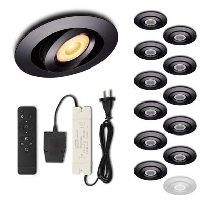 Set LED-inbouwspot met afstandsbediening Piccolo zwart 3W dimbaar 1-12 stuks
