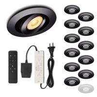 Set LED-inbouwspot met afstandsbediening Piccolo zwart 3W dimbaar IP44 1-12 stuks - thumbnail