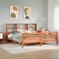 Bed met boekenkast zonder matras hout wasbruin 180x200 cm - thumbnail