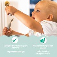 Set roestvrijstalen en siliconen oefenbestek 2e leeftijd BEABA grijs - thumbnail