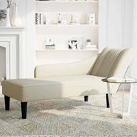 Chaise longue met rechterarmleuning fluweel crmekleurig - thumbnail