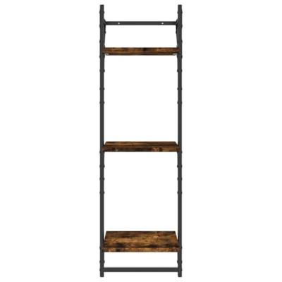 Wandschappen 3-laags stangen 2 st 30x25x100 cm gerookt eiken - thumbnail