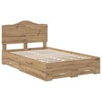 Bedframe met hoofdeinde Artisan Eiken 120 x 200 cm Bewerkt hout - thumbnail