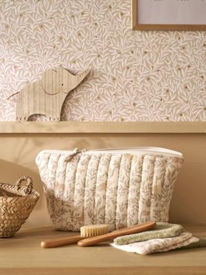 Toilettas voor kind in katoengaas beige, bedrukt