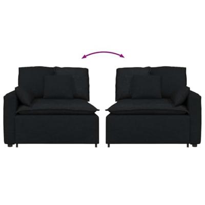 Modulaire bank Armleuning eindmodule met kussens 100 cm zwart