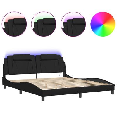 Bedframe met LED-verlichting kunstleer zwart 180x200 cm