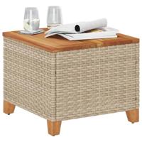Tuintafel 45x45x37 cm poly rattan en acaciahout beige - thumbnail