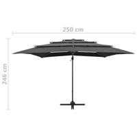 Parasol 4-laags met aluminium paal 250x250 cm antracietkleurig - thumbnail