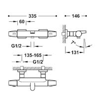 Thermostatische Mengkraan Tres Over-Wall voor Bad en Douche Mat Rose Goud - thumbnail