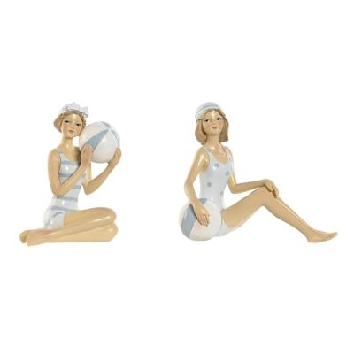 Decoratieve figuren Home ESPRIT Wit Hemelsblauw Mediterrane 8 x 8 x 12,5 cm (2 Stuks)