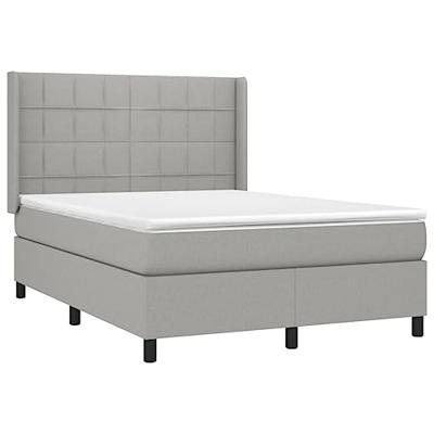 Boxspring met matras en LED stof lichtgrijs 140x200 cm