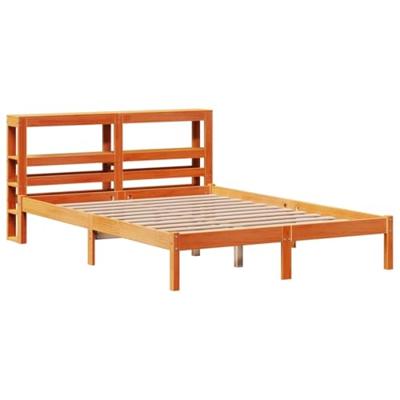 Bedframe met hoofdbord massief grenenhout wasbruin 120x200 cm