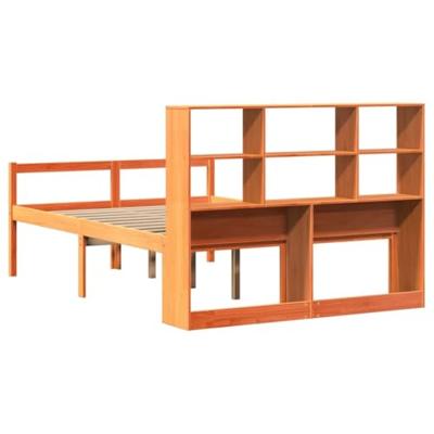 Bed met boekenkast zonder matras hout wasbruin 120x200 cm
