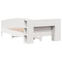 Bed met boekenkast zonder matras grenenhout wit 150x200 cm - thumbnail